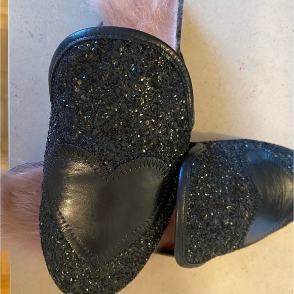 Leather and glitter fur slides - Picture 1 of 3